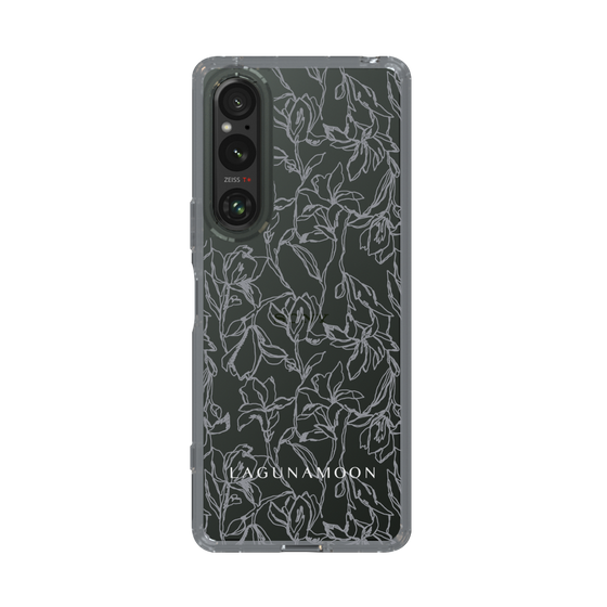 Slim Protection Case［ LAGUNAMOON - FlowerPattern - Clear×Grey ］