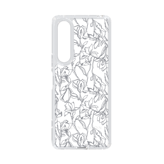 Slim Protection Case［ LAGUNAMOON - FlowerPattern - Clear×Grey ］