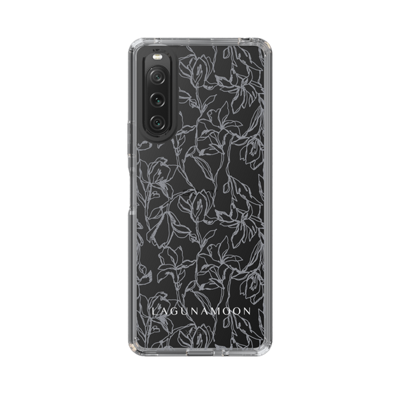 Slim Protection Case［ LAGUNAMOON - FlowerPattern - Clear×Grey ］