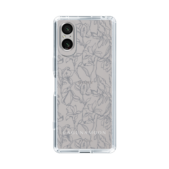 Slim Protection Case［ LAGUNAMOON - FlowerPattern - Clear×Grey ］