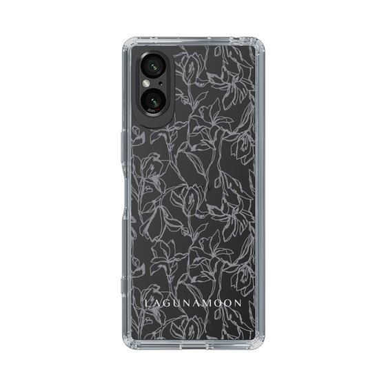 Slim Protection Case［ LAGUNAMOON - FlowerPattern - Clear×Grey ］