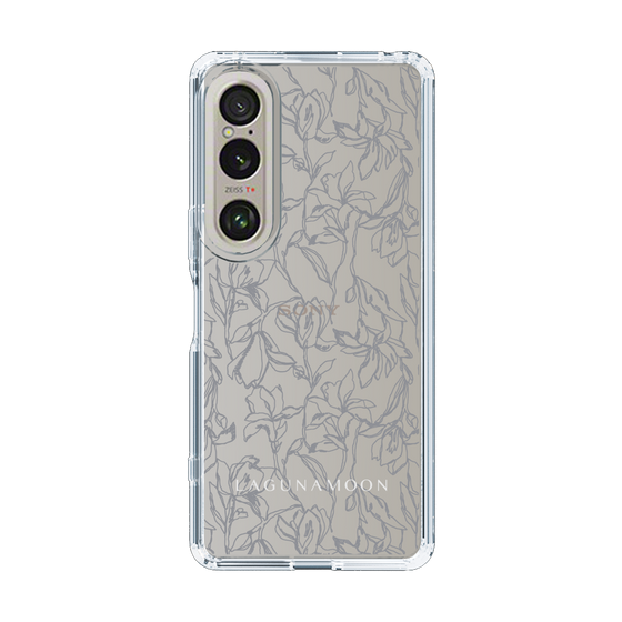 Slim Protection Case［ LAGUNAMOON - FlowerPattern - Clear×Grey ］