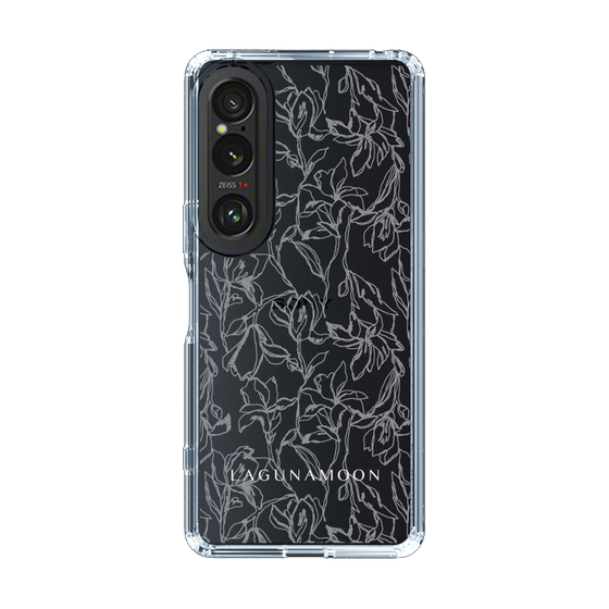 Slim Protection Case［ LAGUNAMOON - FlowerPattern - Clear×Grey ］