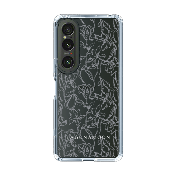 Slim Protection Case［ LAGUNAMOON - FlowerPattern - Clear×Grey ］