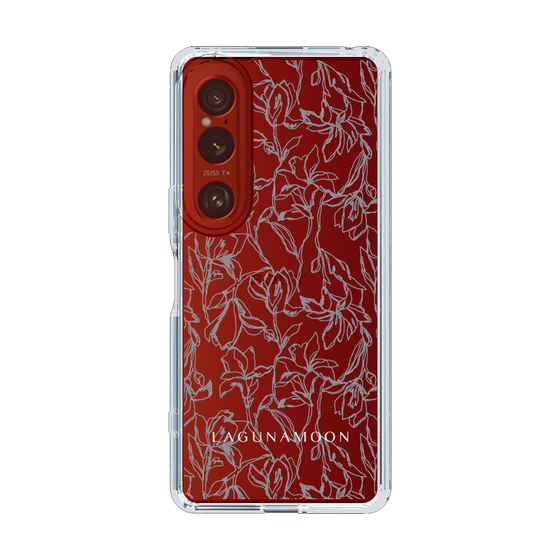 Slim Protection Case［ LAGUNAMOON - FlowerPattern - Clear×Grey ］