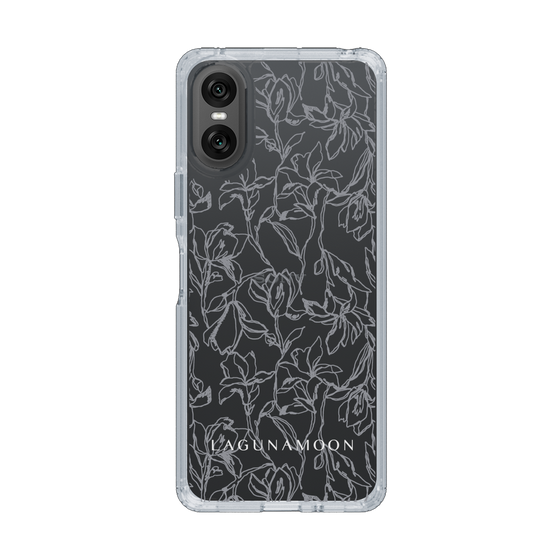 Slim Protection Case［ LAGUNAMOON - FlowerPattern - Clear×Grey ］