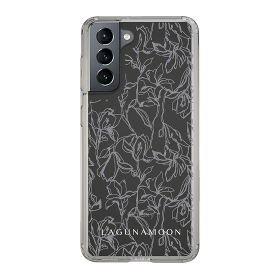 Slim Protection Case［ LAGUNAMOON - FlowerPattern - Clear×Grey ］