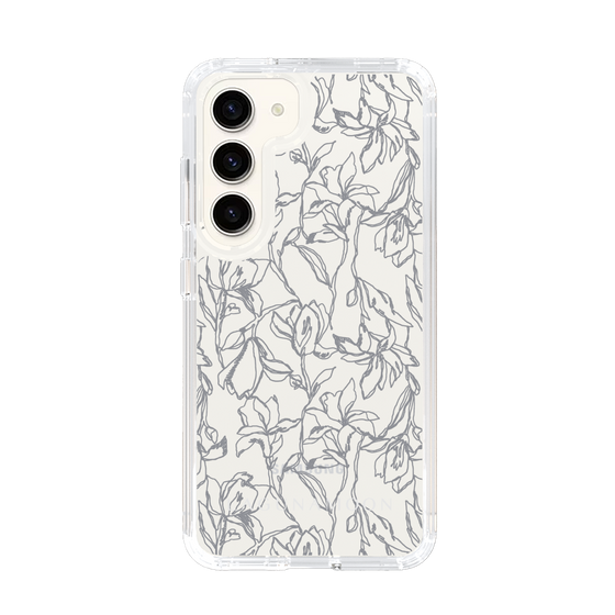 Slim Protection Case［ LAGUNAMOON - FlowerPattern - Clear×Grey ］
