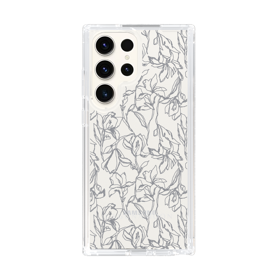 Slim Protection Case［ LAGUNAMOON - FlowerPattern - Clear×Grey ］