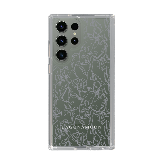 Slim Protection Case［ LAGUNAMOON - FlowerPattern - Clear×Grey ］