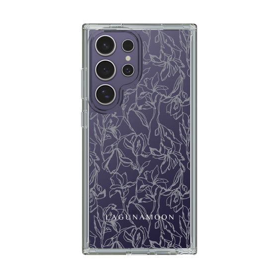 Slim Protection Case［ LAGUNAMOON - FlowerPattern - Clear×Grey ］