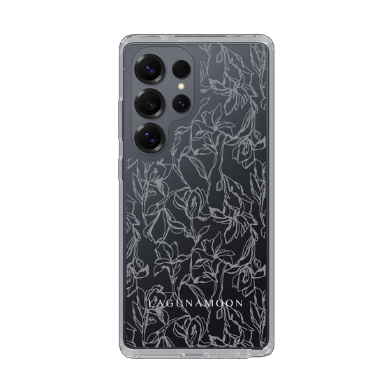 Slim Protection Case［ LAGUNAMOON - FlowerPattern - Clear×Grey ］