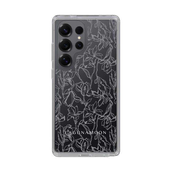 Slim Protection Case［ LAGUNAMOON - FlowerPattern - Clear×Grey ］