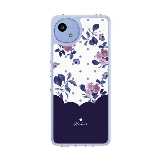 Slim Protection Case［ Twin Dot Flower - Navy ］