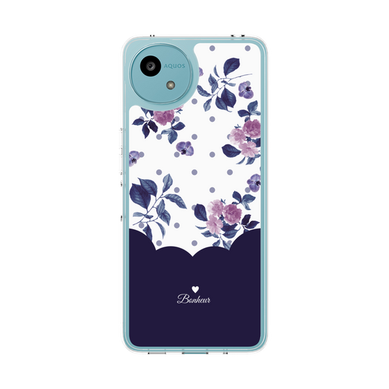 Slim Protection Case［ Twin Dot Flower - Navy ］