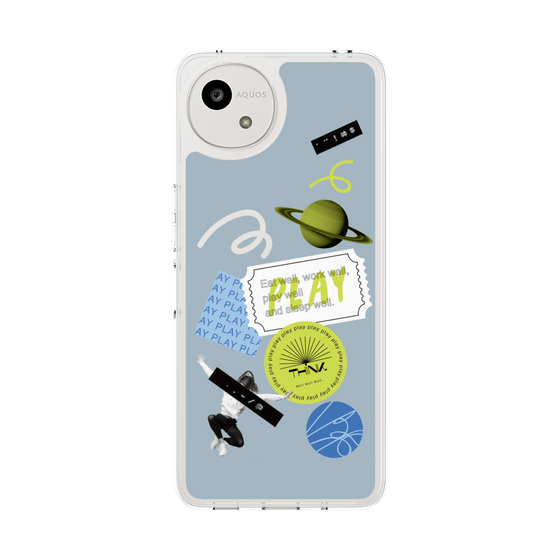 Slim Protection Case［ Playful sticker - Dusty Blue ］