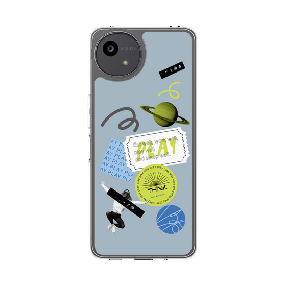 Slim Protection Case［ Playful sticker - Dusty Blue ］