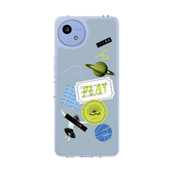 Slim Protection Case［ Playful sticker - Dusty Blue ］