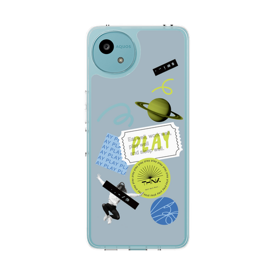Slim Protection Case［ Playful sticker - Dusty Blue ］
