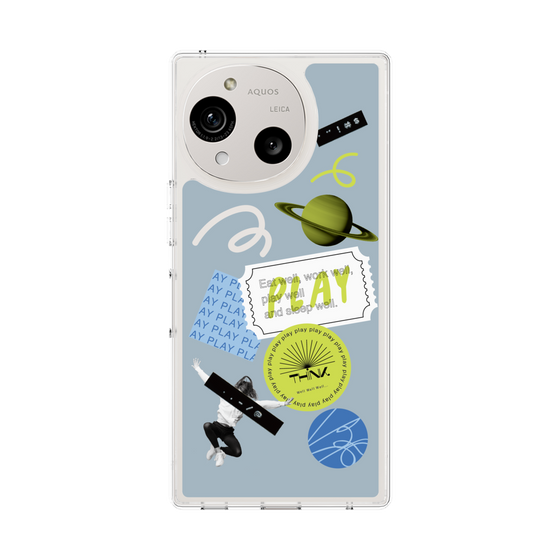 Slim Protection Case［ Playful sticker - Dusty Blue ］
