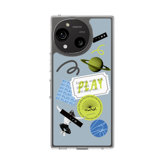 Slim Protection Case［ Playful sticker - Dusty Blue ］