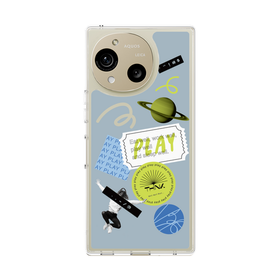 Slim Protection Case［ Playful sticker - Dusty Blue ］