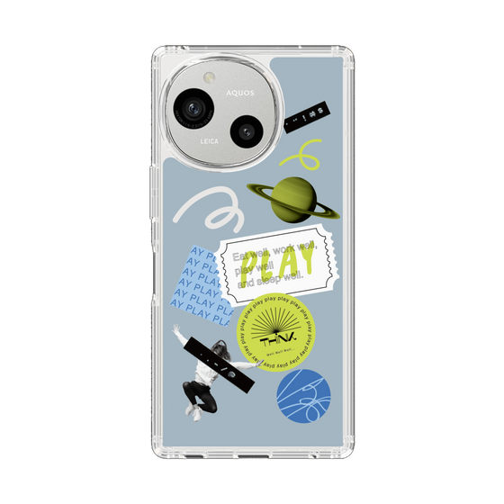 Slim Protection Case［ Playful sticker - Dusty Blue ］