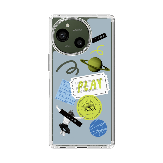 Slim Protection Case［ Playful sticker - Dusty Blue ］