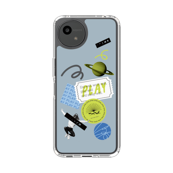 Slim Protection Case［ Playful sticker - Dusty Blue ］