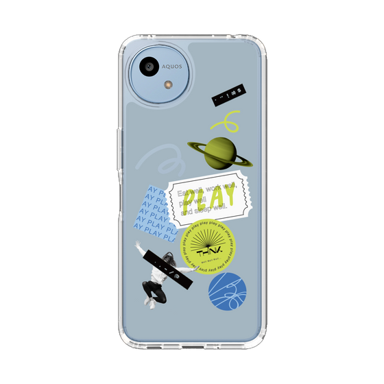 Slim Protection Case［ Playful sticker - Dusty Blue ］