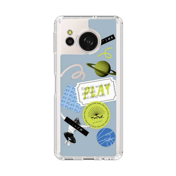 Slim Protection Case［ Playful sticker - Dusty Blue ］