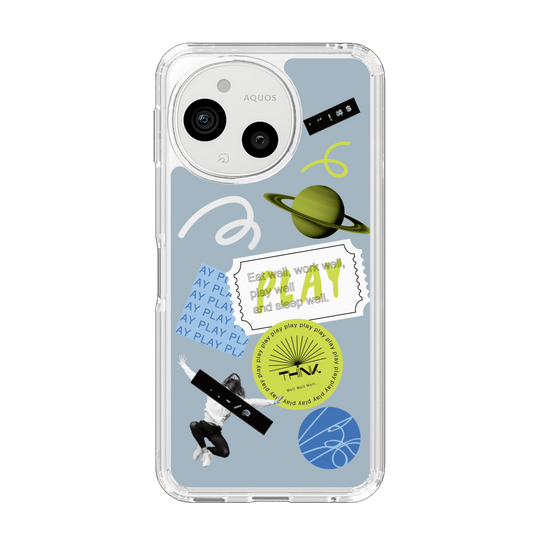 Slim Protection Case［ Playful sticker - Dusty Blue ］