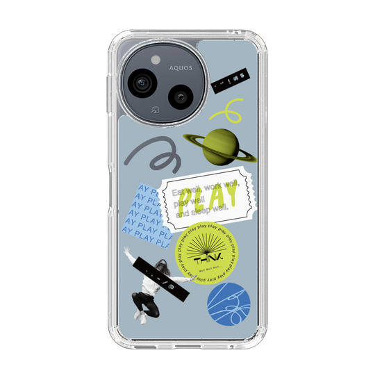 Slim Protection Case［ Playful sticker - Dusty Blue ］