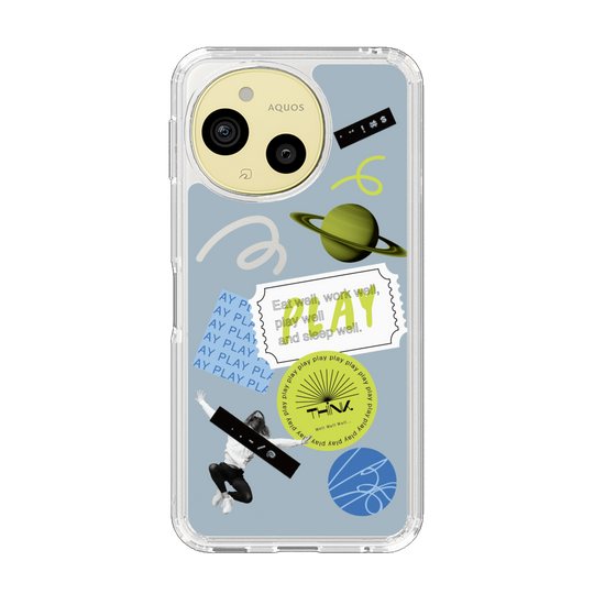 Slim Protection Case［ Playful sticker - Dusty Blue ］