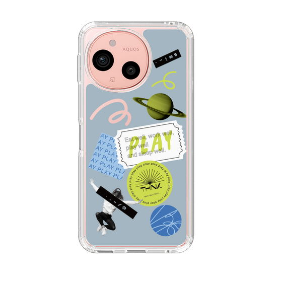 Slim Protection Case［ Playful sticker - Dusty Blue ］