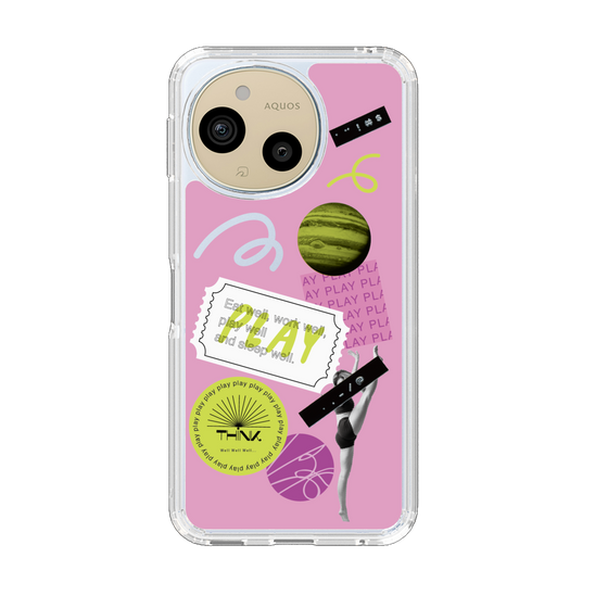 Slim Protection Case［ Playful sticker - Dusty Pink ］