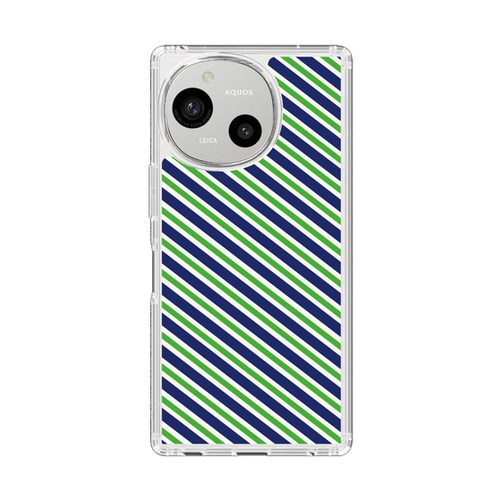 Slim Protection Case［ Small Stripe - Navy × Green ］