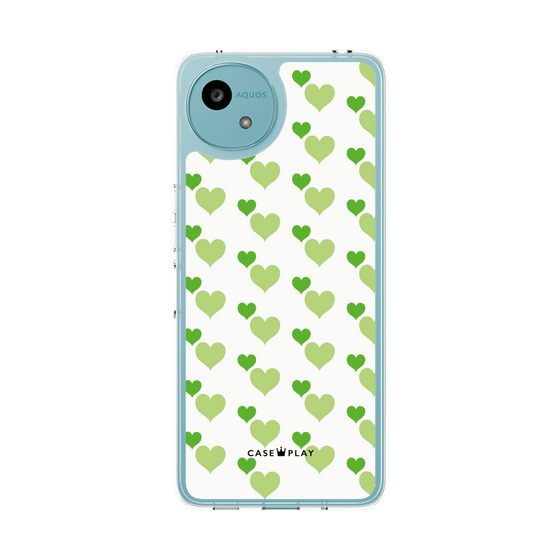 Slim Protection Case［ Stripe Hearts - Green ］