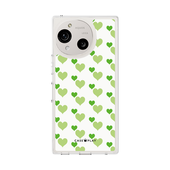 Slim Protection Case［ Stripe Hearts - Green ］
