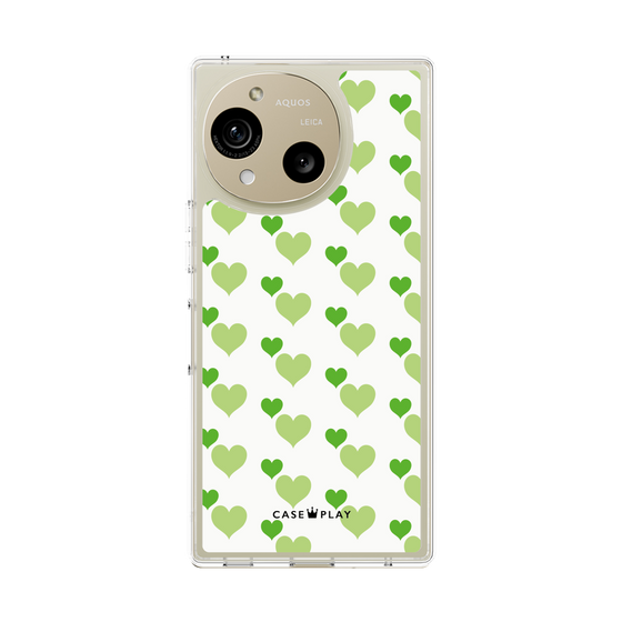 Slim Protection Case［ Stripe Hearts - Green ］