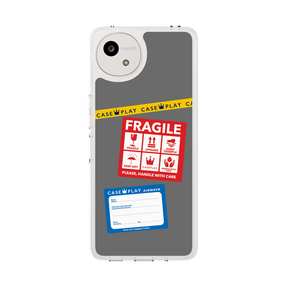 Slim Protection Case［ FRAGILE Stickers - Gray ］