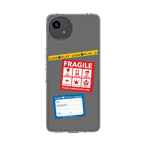 Slim Protection Case［ FRAGILE Stickers - Gray ］