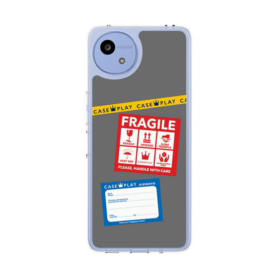 Slim Protection Case［ FRAGILE Stickers - Gray ］