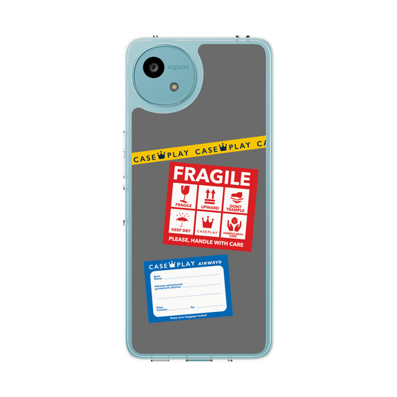 Slim Protection Case［ FRAGILE Stickers - Gray ］