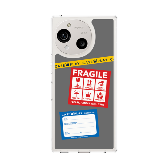 Slim Protection Case［ FRAGILE Stickers - Gray ］