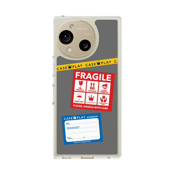 Slim Protection Case［ FRAGILE Stickers - Gray ］