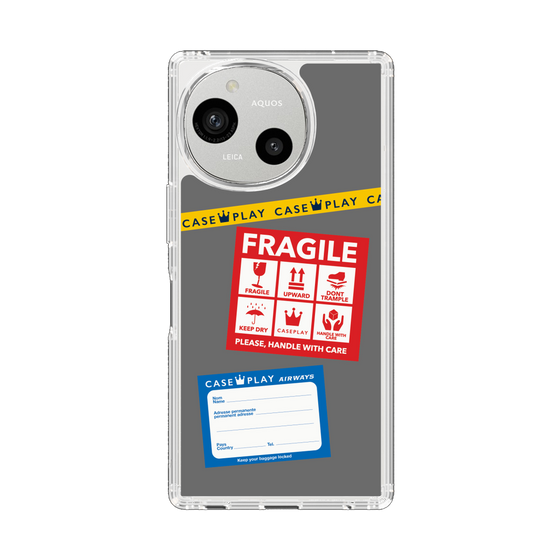 Slim Protection Case［ FRAGILE Stickers - Gray ］