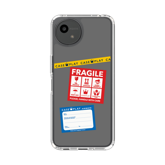 Slim Protection Case［ FRAGILE Stickers - Gray ］