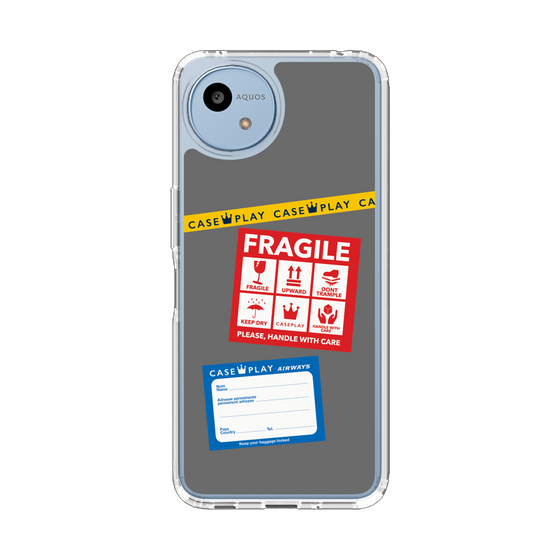 Slim Protection Case［ FRAGILE Stickers - Gray ］
