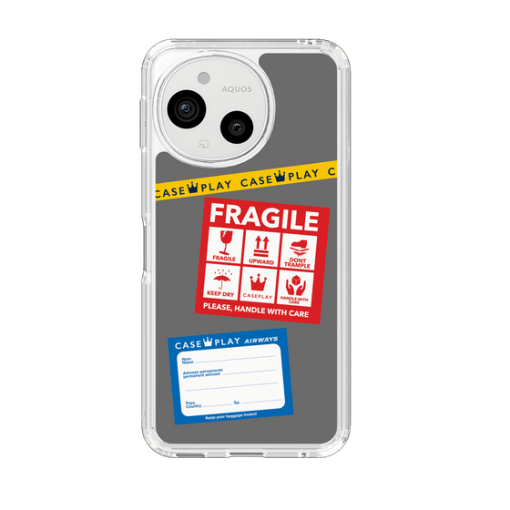 Slim Protection Case［ FRAGILE Stickers - Gray ］